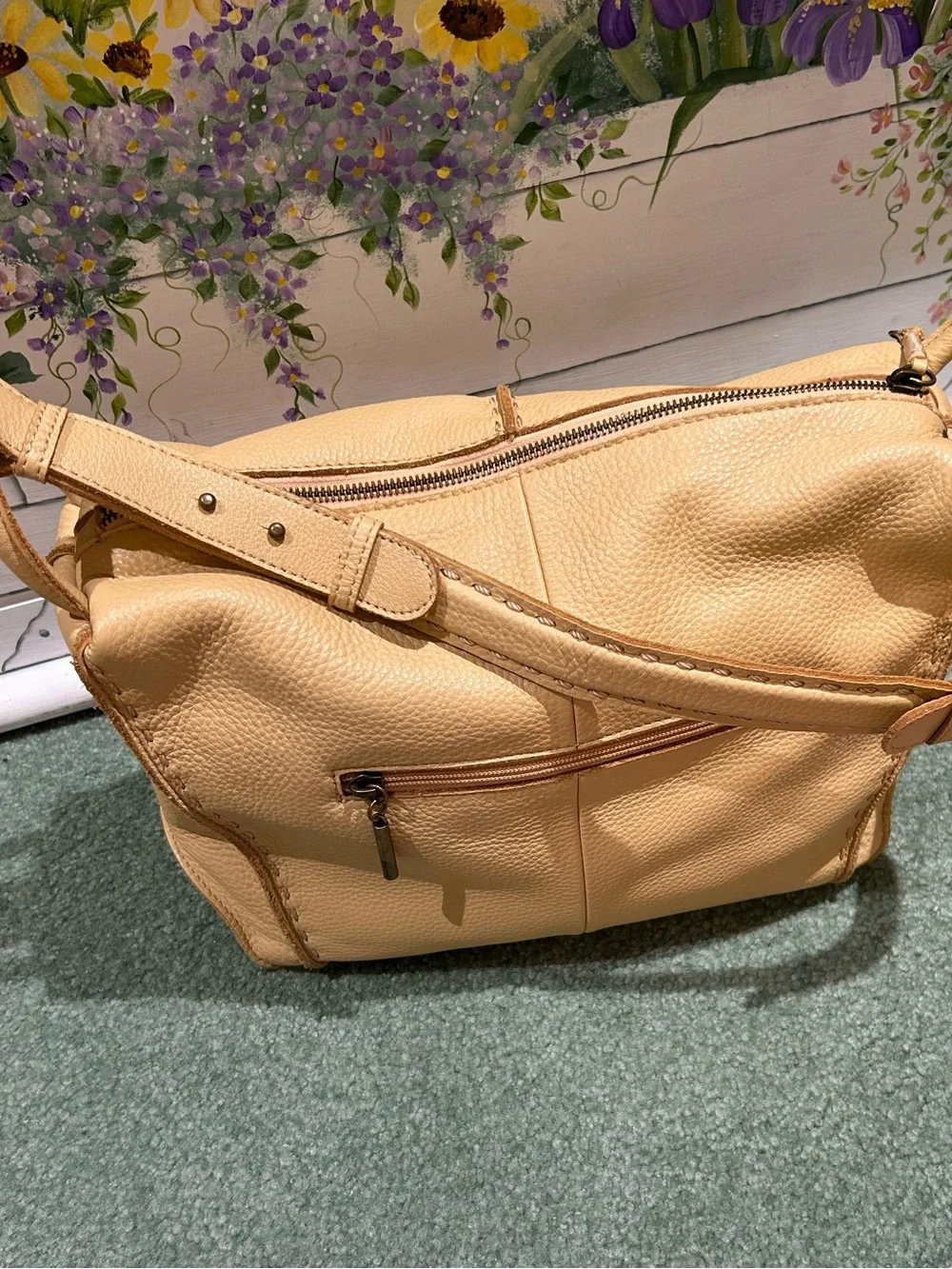 The Sak Los Feliz Pebble Grain Leather Hobo Bag in Buttercream (Soft Yellow) - Picture 5 of 16